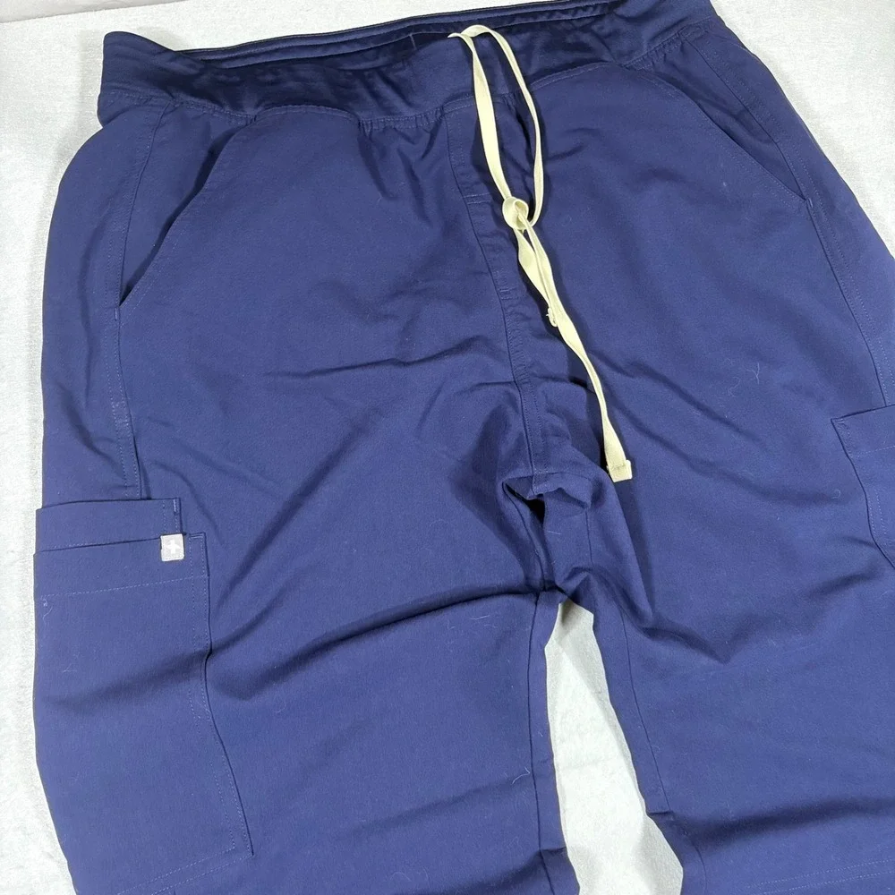 FIGS Technical Collection Men XL Navy Blue Cargo Scrub Pants T2001 Drawstring